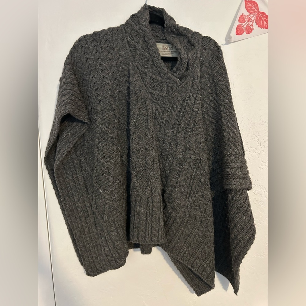 Aran sweater market poncho